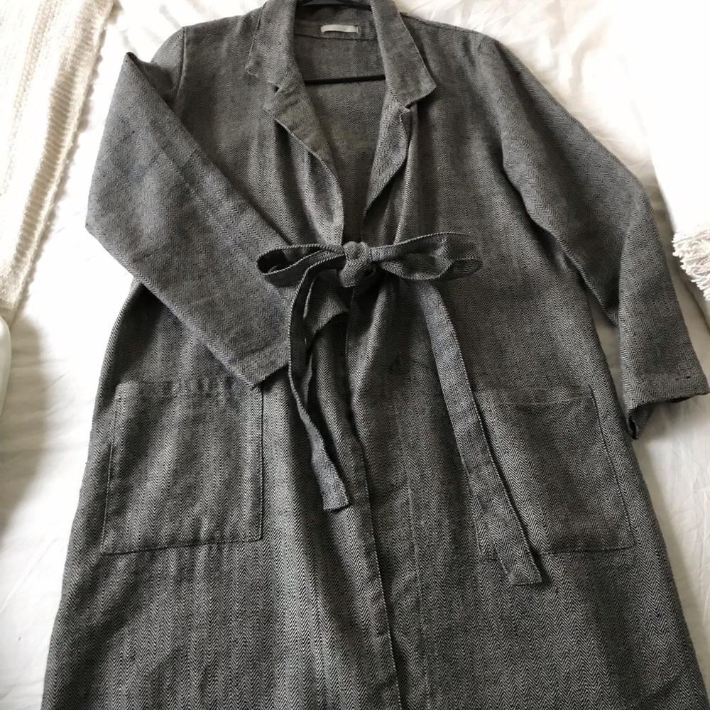 Vintage tie front longline wool jacket